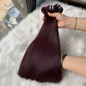 VENTA AL POR MAYOR HUESO RECTO COLORES BURGUNDY DONANTE CRUDO SUPER DOBLE SUAVE CUTICULA SEDA ALINEADA EXTENSIONES DE CABELLO HUMANO VIETNAMÉS - Product Image 1