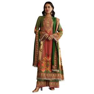 Muselina multicolor de algodón con estampado Kurta con corte de línea e impreso Palazzo, venta al por mayor, Ropa Étnica para mujer, proveedor de fábrica OEM - Product Image 1