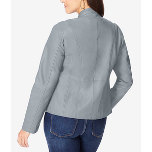 Venta caliente de alta calidad OEM chaqueta de cuero genuino prendas de vestir exteriores estilo de moda nuevo modelo Casual cremallera chaquetas de cuero de las mujeres - Product Image 5