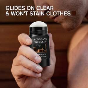 Desodorante corporal en barra con aroma a sándalo para hombre, 75g/2,6 oz, fragancia ligera de larga duración, eliminador de olores, crema antitranspirante, 1 ud. - Product Image 2
