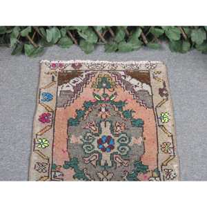 พรมวินเทจขนาด 1.6x2.5 ฟุต พรมตุรกีขนาดเล็ก พรมขนสัตว์ลายทางสีน้ำตาล - Product Image 3