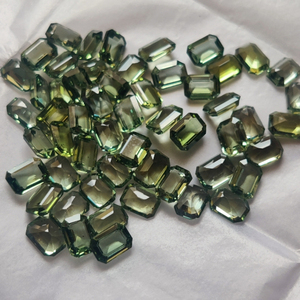 Saphir vert naturel octogone 8x6mm pierre précieuse en vrac coupe émeraude pour bijoux fins - Product Image 1