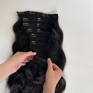 ¡NUEVO DISEÑO! Venta al por mayor de alta calidad 7 unids/set Clip ondulado natural sintético en extensiones de cabello humano peluca para mujeres - Product Image 5