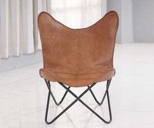 Silla de mariposa de cuero hecha a mano para el hogar, sala de estar, Hotel, fácil de relajar, antiguo, rústico, moderno, madera, construcción de Metal, sofá cama - Product Image 1