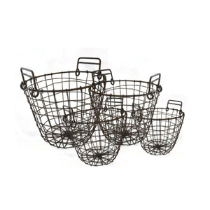 Cesta de hierro forjado, cesta de lavandería de alambre, cesta de cocina de metal, cesta hecha a mano - Product Image 3