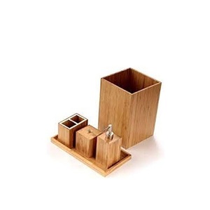 Ensemble de salle de bain décoratif en bois, design de luxe, 5 pièces, couleur bois naturel - Product Image 1