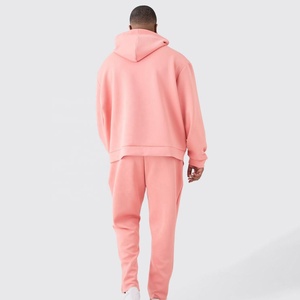 Ensemble de survêtement unisexe rose respirant et épais pour l'hiver, avec sweat à capuche oversize en polaire et pantalon de jogging - Product Image 5