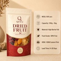Op maat gemaakte gedroogde vruchten verpakkingstas met ritssluiting, voedselveilige, hersluitbare Mylar snacktas, OEM ODM