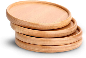 Sous-verres en bois avec support de rangement, sous-verres en bois de hêtre isolés thermiquement et antidérapants, ensemble de sous-verres à café avec boîte en bois - Product Image 1