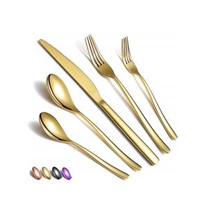 hot sale Gold Embossed Traditional Cutlery Stainless Steel Titanium gold <b>Flatware</b> <b>Set</b> Safe and healthy for daily use - Product Image 4