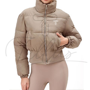 Veste courte décontractée d'automne pour femme avec logo personnalisé, fermeture éclair intégrale, tricotée, imperméable, respirante, écologique, style varsity - Product Image 2