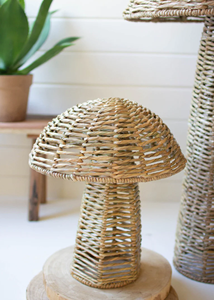 Natural Whimsy Hand Woven Water Hyacinth Mushrooms Ornements for Tabletop Room or Event Decor - Product Image 3