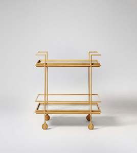 Chariot de service à deux niveaux en métal à la mode avec des plateaux de cadre en métal noir pour la conception intérieure industrielle moderne - Product Image 3