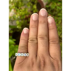 Five Round Moonstone <b>Ring</b> <b>925</b> Sterling <b>Silver</b> Handmade Gemstone <b>Ring</b> Wholesale Jewelry Supplier - Product Image 3