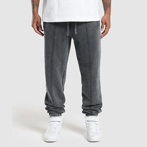 Pantalones Deportivos Casuales para Hombre, 100% Algodón, con Logotipo Personalizado, Lavado Ácido, Cierre con Cordón, Corte Recto - Product Image 4