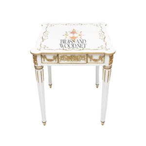 Juego de Mesa de Centro de Madera Clásico de Lujo en Blanco y Dorado - Product Image 4