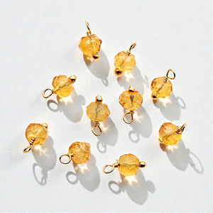 Breloques en pierres précieuses de citrine miniature à faire soi-même - Perles en argent 925 enroulées autour de fils - Product Image 1