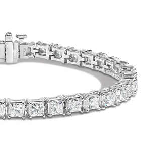 Pulsera de tenis de moissanita de corte princesa de diseñador único, cadena de boda para mujer, regalo de Plata de Ley 925 para ella, opción personalizable - Product Image 2