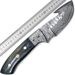 Cuchillo de hoja fija de acero de Damasco de gama alta con Funda de cuero personalizable OEM Envío directo para uso al aire libre Trabajo en madera Venta caliente - Product Image 6