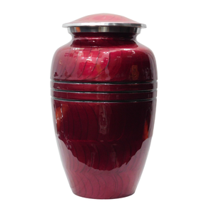 Urnes funéraires en aluminium pour adultes modernes avec design à trois lignes urnes funéraires en métal fini émail ivoire pour cendres humaines - Product Image 2