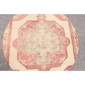 พรมวินเทจขนาด 4.3x4.3 ฟุต, พรมตกแต่งสไตล์ตุรกี, พรมลายจุดสีแดง - Product Image 5