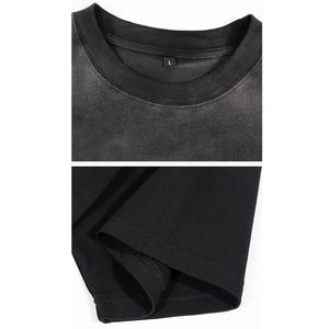 เสื้อยืดสำหรับผู้ชายเสื้อผ้าแนวสตรีทฮิปฮอปสำหรับทุกเพศผ้าฝ้าย100% ธรรมดาโอเวอร์ไซส์ผ้าซักหนักน้ำหนักมาก - Product Image 4