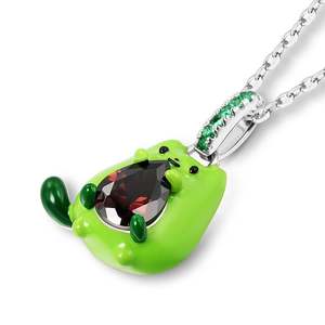 Collier en argent sterling émaillé Jeulia Hug Me Avocado Cat, motif dessin animé - Product Image 2