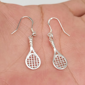 New Arrival 925 Sterling Silver Tennis Racket <b>Earrings</b> <b>Handmade</b> Sport <b>Earrings</b> Tennis Charm Dangle Drop Wire <b>Earrings</b> for Women - Product Image 2