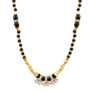 Ensemble de bijoux Kriaa Fine-Mangalsutra autrichien blanc avec plaqué or modèle 1500637 - Product Image 1