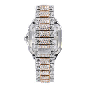 Reloj de Lujo Personalizado con Esfera de Cristal de Cuarzo y Moissanita, Edición Limitada, Estilo Iceout - Product Image 4