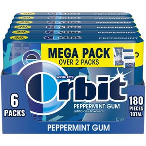 Chewing-gum sans sucre à la menthe ORBIT, essentiels de voyage, menthe, pour les vacances de printemps, paquet méga de 30 unités - Product Image 1