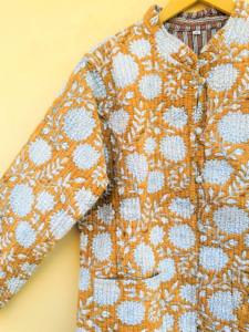 Chaqueta Bohemia reversible de algodón puro para mujer, abrigos acolchados vintage con cierre de botón, ropa informal - Product Image 6