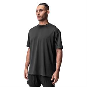 Camiseta de entrenamiento de gran tamaño de Color sólido Camiseta de gimnasio de rendimiento Camiseta de entrenamiento atlético de ajuste cuadrado antimicrobiano que absorbe el sudor - Product Image 2