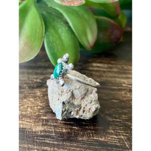 Zuni Handmade Men's <b>Ring</b> Malachite and Sterling Silver <b>Turtle</b> Design with Bezel Setting Cute Style Size 5.75 Everyday Wear - Product Image 5