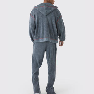 เสื้อฮู้ดและกางเกงจ็อกเกอร์สำหรับผู้ชายชุดวอร์มผ้าฟลีซ2ชิ้นให้ความอบอุ่นในฤดูหนาว - Product Image 3