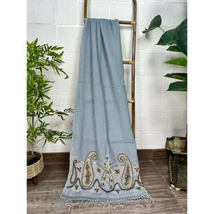 Hand Embroidered Suzani Knitted Shawl Pure <b>Wool</b> Warm Cozy <b>Wrap</b> Light Weight Soft Scarf Perfect Christmas Gift - Product Image 2
