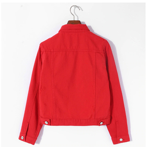 Chaqueta vaquera de algodón transpirable con bordado, de talla grande, a la moda, para adultos, de color liso, con solapa y botonadura sencilla, venta al por mayor. - Product Image 5