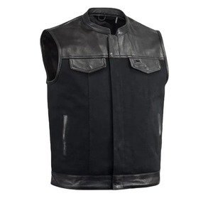 Wholesale 2024 Vintage Fashion Men's Motorcycle Leather Vest Waistcoat Quilted Outdoor Winter Vests - Product Image 1