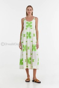 ผู้หญิงพิมพ์ชุดMaxiยาวสายรัดบางคอหลังลึกผูกริบบิ้นราคาต่ําแฟชั่นชุดลําลอง - Product Image 3