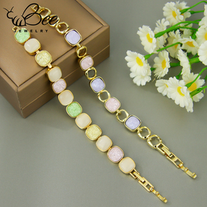 Pulsera de cadena de piedras naturales romanas con baño de oro de 14 quilates y gemas de cristal coloridas personalizadas al por mayor para dama - Product Image 3