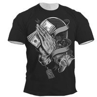 T-shirt décontracté pour homme à manches courtes, imprimé numérique, tricoté, style hip-hop tendance, respirant, écologique, de haute qualité