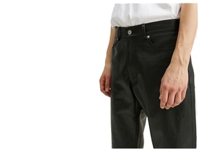 2024 printemps automne hommes véritable peau de mouton cuir pantalons de survêtement noir haut pantalons décontractés léger toile personnalisable mode - Product Image 5