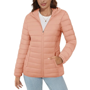 OEM Lightweight Women's Coat Warm Nylon Water Breathable Resistant <b>Jackets</b> Spring Autumn Casual Hooded Zipper Puffer <b>Jackets</b> - Product Image 1