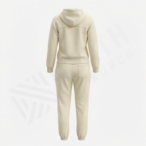 Survêtements en molleton de coton pur pour femmes élégants Logo personnalisable Étiquette de haute qualité Ensembles pour femmes Premium Doux et chaud Vêtements de sport de gym - Product Image 2
