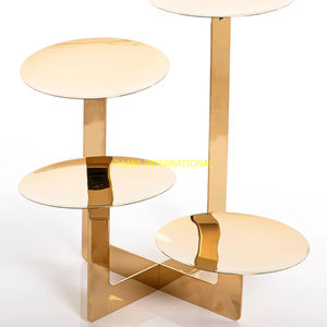 Présentoir à gâteaux en métal doré à 4 niveaux Tour d'exposition pour desserts Plateau de service pour cupcakes de mariage Anniversaire Plateau de service moderne pour gâteaux de fête - Product Image 2