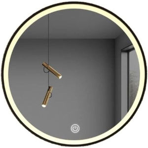 Specchio LED da 60 cm in Vetro Float Nero con Funzione Regolabile, Design Moderno, Montaggio a Parete, Interruttore Touch per Uso Bagno - Product Image 1
