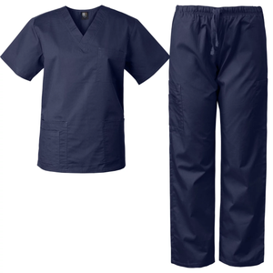 Women's Hospital Medical Nurse <b>Uniform</b> <b>Scrubs</b> Set Woven Fabric V-Neck Top Pants with Pockets <b>Scrub</b> Clothing for Professionals - Product Image 2