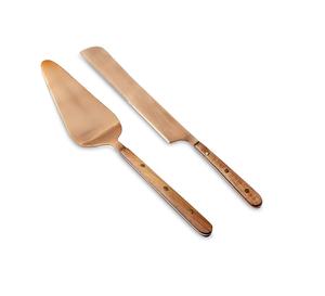 Servidor de pastel con mango de latón de Metal de calidad superior y cuchillo decoración de mesa de fiesta de boda con juego de pastel de Metal Premium - Product Image 4