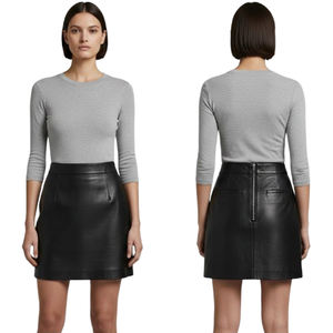 Women's Premium <b>Leather</b> Satin Vintage Pencil <b>Skirt</b> High Waisted Slim Fit Eco-Friendly Anti-Wrinkle <b>Mini</b> for Office Party Wear - Product Image 2