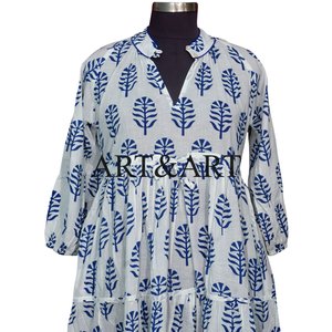 Vestido Midi Floral Chic y Original, Algodón Puro, Elegante, Suave, Color Blanco Hoja, Estilo Boho Natural, Verano, Estampado Indio, Antiestático - Product Image 2